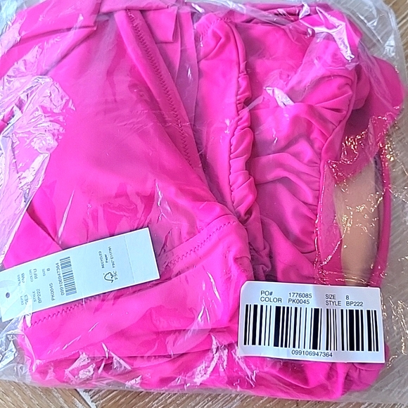 J. Crew Ruched Ruffle One Piece Swimsuit Radiant Fuscia Size 6 NWT - Picture 5 of 7